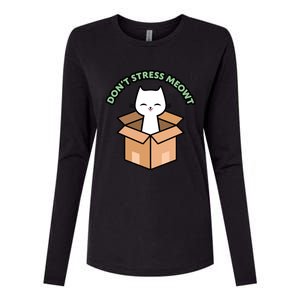 Funny Don’t Stress Meowt Cat Lover Kitten Cat Pun Funny Gift Womens Cotton Relaxed Long Sleeve T-Shirt