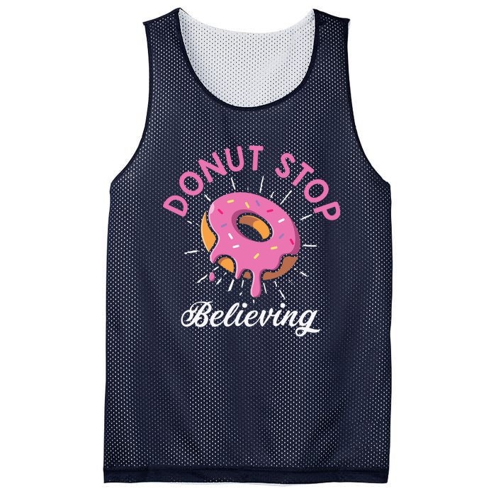 Funny Donut Stop Believing Donut Crew Positive Message Quote Mesh Reversible Basketball Jersey Tank