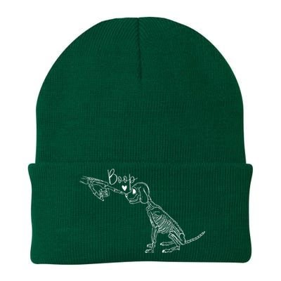 Funny Dog Skeleton Hand Boop Halloween Puppy Knit Cap Winter Beanie