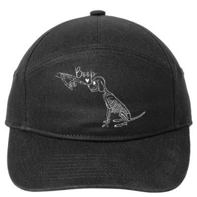 Funny Dog Skeleton Hand Boop Halloween Puppy 7-Panel Snapback Hat