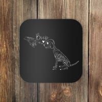 Funny Dog Skeleton Hand Boop Halloween Puppy Coaster