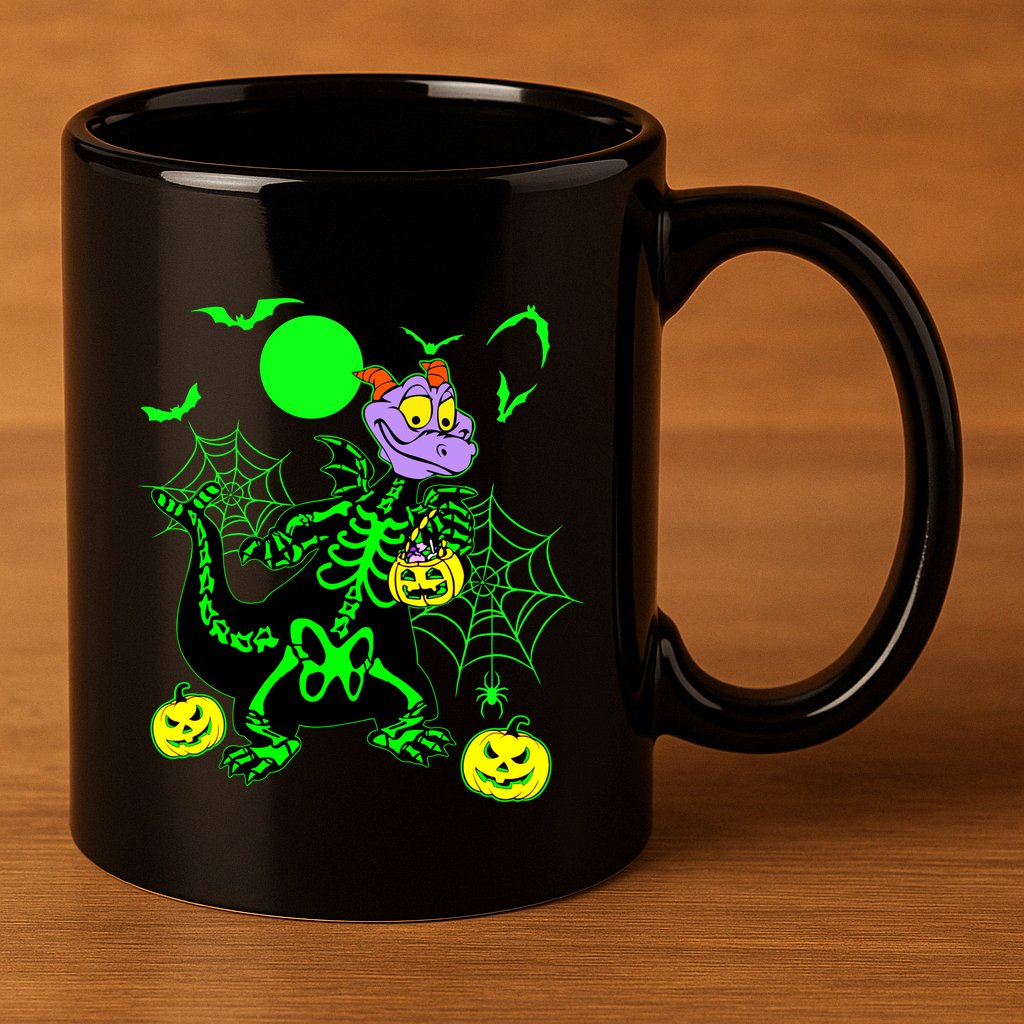 Figment Dragon Skeleton Halloween Trick Or Treat Figment Dragon Hallow 11oz C Handle Ceramic Mug