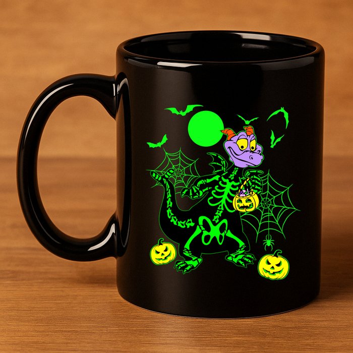 Figment Dragon Skeleton Halloween Trick Or Treat Figment Dragon Hallow 11oz C Handle Ceramic Mug