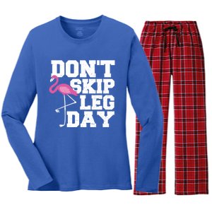 Fitness: Don't Skip Leg Day Gift Flamingo Meaningful Gift Women's Long Sleeve Flannel Pajama Set 