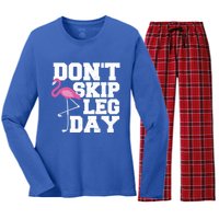 Fitness: Don't Skip Leg Day Gift Flamingo Meaningful Gift Women's Long Sleeve Flannel Pajama Set 