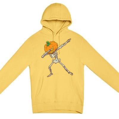 Funny Dabbing Skeleton Pumpkin Halloween Dab Step Gift Premium Pullover Hoodie