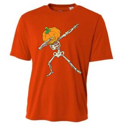 Funny Dabbing Skeleton Pumpkin Halloween Dab Step Gift Cooling Performance Crew T-Shirt