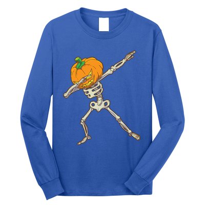 Funny Dabbing Skeleton Pumpkin Halloween Dab Step Gift Long Sleeve Shirt