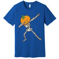 Funny Dabbing Skeleton Pumpkin Halloween Dab Step Gift Premium T-Shirt