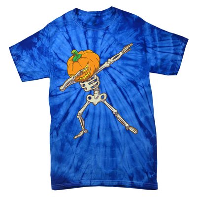 Funny Dabbing Skeleton Pumpkin Halloween Dab Step Gift Tie-Dye T-Shirt