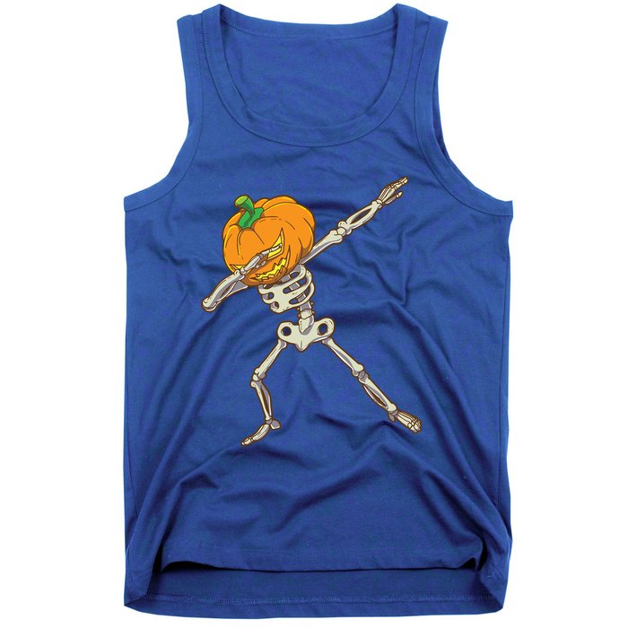 Funny Dabbing Skeleton Pumpkin Halloween Dab Step Gift Tank Top