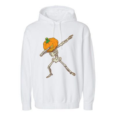 Funny Dabbing Skeleton Pumpkin Halloween Dab Step Gift Garment-Dyed Fleece Hoodie