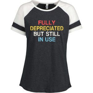 Fully Depreciated Still In Use For Accounting Retro Graphic Enza Ladies Jersey Colorblock Tee