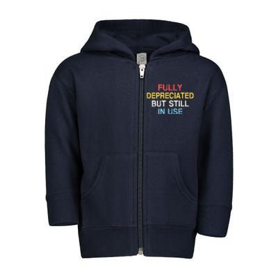 Fully Depreciated Still In Use For Accounting Retro Graphic Toddler Zip Fleece Hoodie