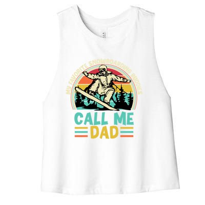 Funny Dad Snowboarding Adventure FatherS Day Celebration Gift Women's Racerback Cropped Tank