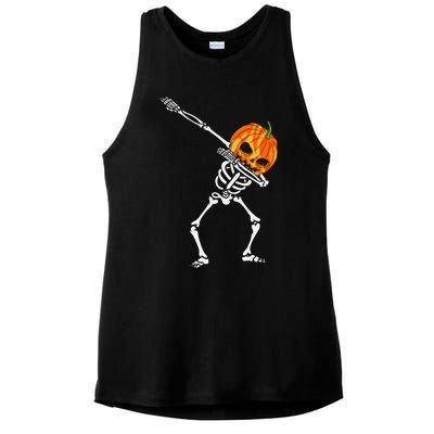 Funny Dabbing Skeleton Pumpkin Halloween Dab Great Gift Ladies PosiCharge Tri-Blend Wicking Tank