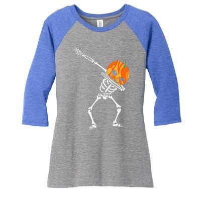 Funny Dabbing Skeleton Pumpkin Halloween Dab Great Gift Women's Tri-Blend 3/4-Sleeve Raglan Shirt