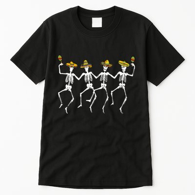 Funny Dancing Skeletons Sombreros Maracas Cinco De Mayo Tall T-Shirt