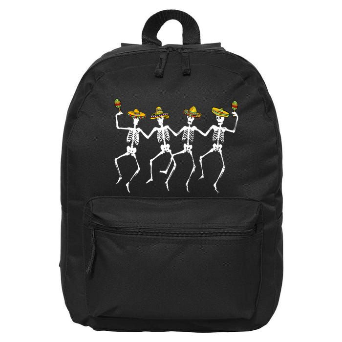 Funny Dancing Skeletons Sombreros Maracas Cinco De Mayo 16 in Basic Backpack