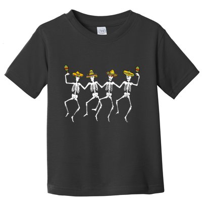 Funny Dancing Skeletons Sombreros Maracas Cinco De Mayo Toddler T-Shirt
