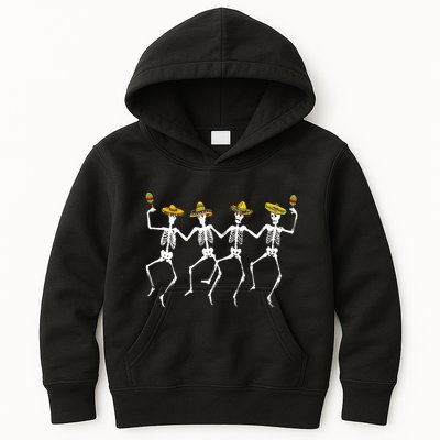 Funny Dancing Skeletons Sombreros Maracas Cinco De Mayo Kids Hoodie