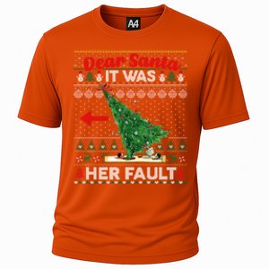 Funny Dear Santa It Was Her Fault Christmas Couple Matching Gift Cooling Performance Crew T-Shirt