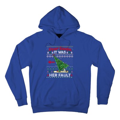 Funny Dear Santa It Was Her Fault Christmas Couple Matching Gift Hoodie