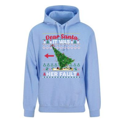 Funny Dear Santa It Was Her Fault Christmas Couple Matching Gift Unisex Surf Hoodie