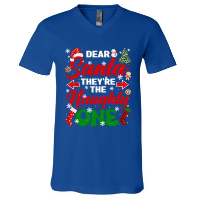 Funny Dear Santa They Are The Naughty Ones Christmas Squad Gift V-Neck T-Shirt