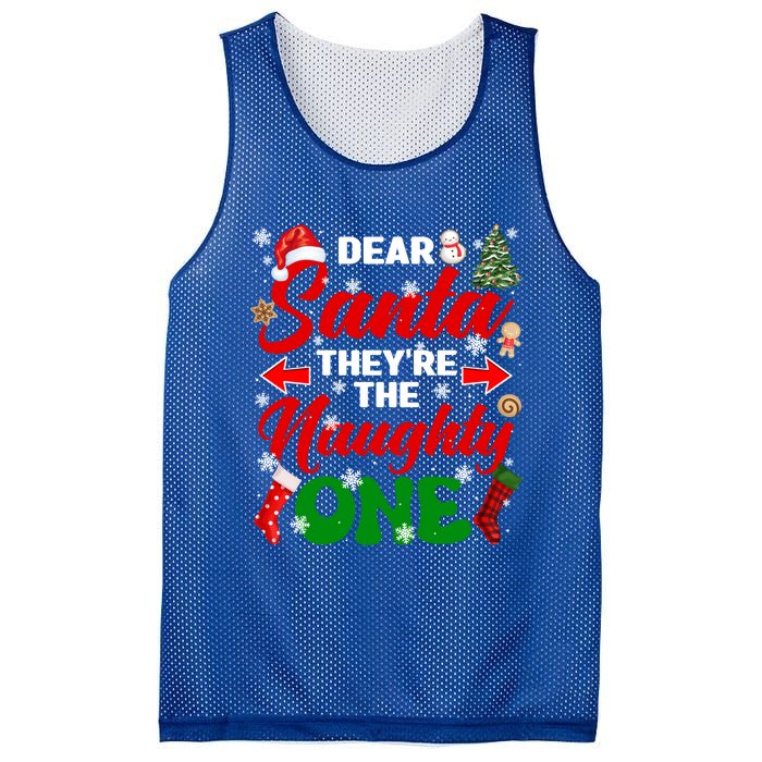 Funny Dear Santa They Are The Naughty Ones Christmas Squad Gift Mesh Reversible Basketball Jersey Tank