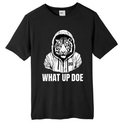 Funny Detroit Slang What Up Doe 313 Tall Fusion ChromaSoft Performance T-Shirt