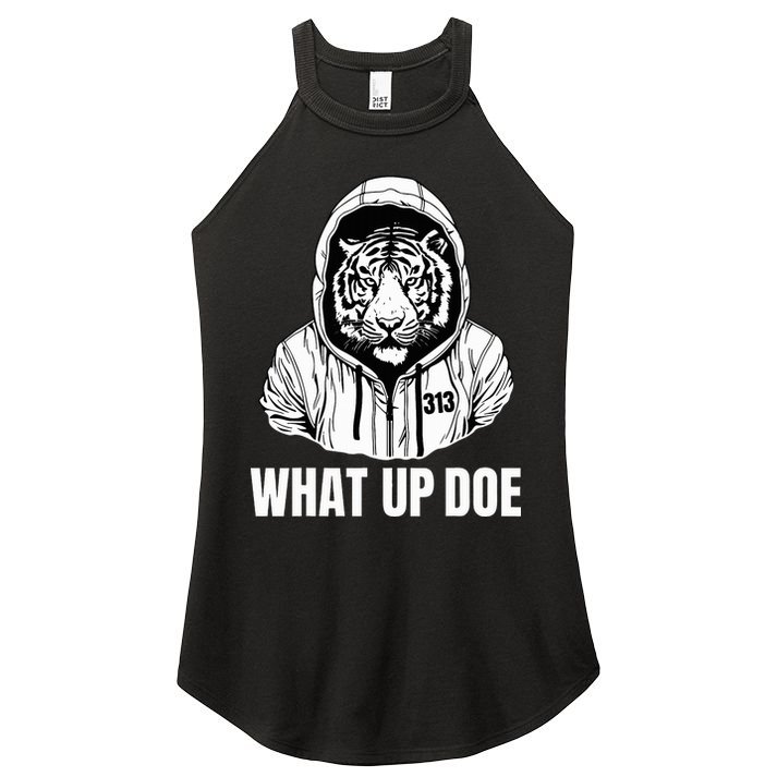 Funny Detroit Slang What Up Doe 313 Women's Perfect Tri Rocker Tank