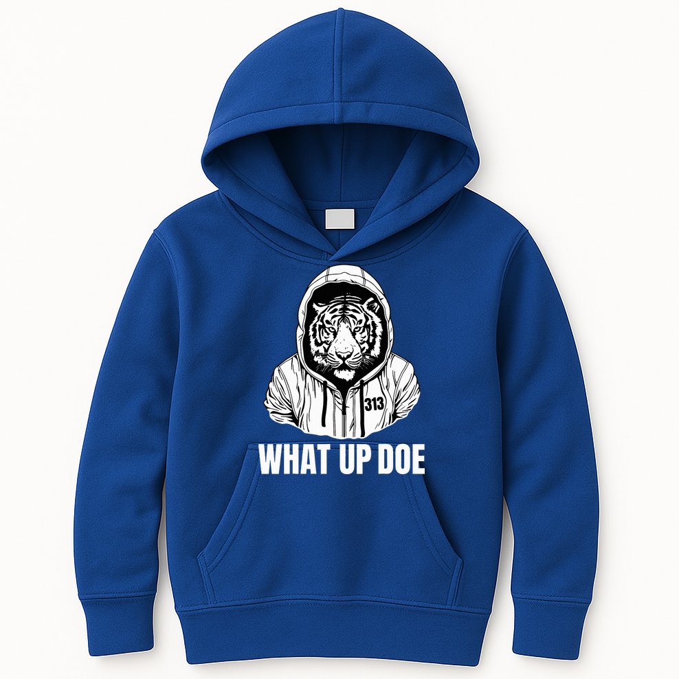 Funny Detroit Slang What Up Doe 313 Kids Hoodie