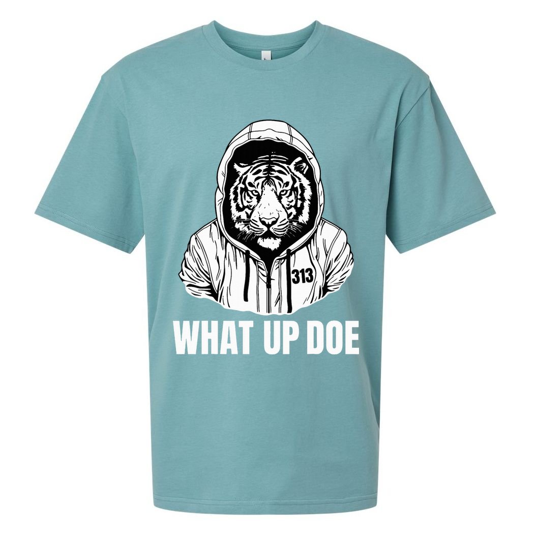 Funny Detroit Slang What Up Doe 313 Sueded Cloud Jersey T-Shirt
