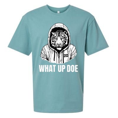 Funny Detroit Slang What Up Doe 313 Sueded Cloud Jersey T-Shirt