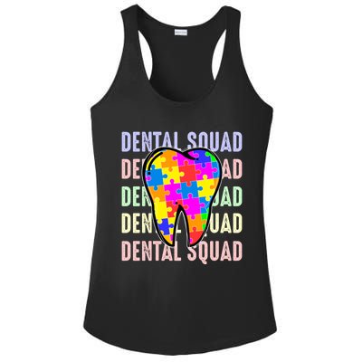 Funny Dental Squad Autism Awareness Day Tooth Ribbon Puzzle Great Gift Ladies PosiCharge Competitor Racerback Tank