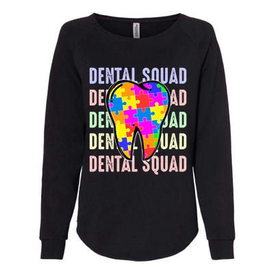 Funny Dental Squad Autism Awareness Day Tooth Ribbon Puzzle Great Gift Womens California Wash Sweatshirt