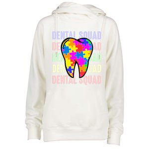 Funny Dental Squad Autism Awareness Day Tooth Ribbon Puzzle Great Gift Womens Funnel Neck Pullover Hood