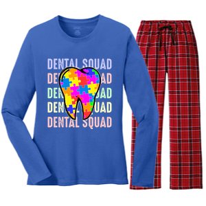 Funny Dental Squad Autism Awareness Day Tooth Ribbon Puzzle Great Gift Women's Long Sleeve Flannel Pajama Set 