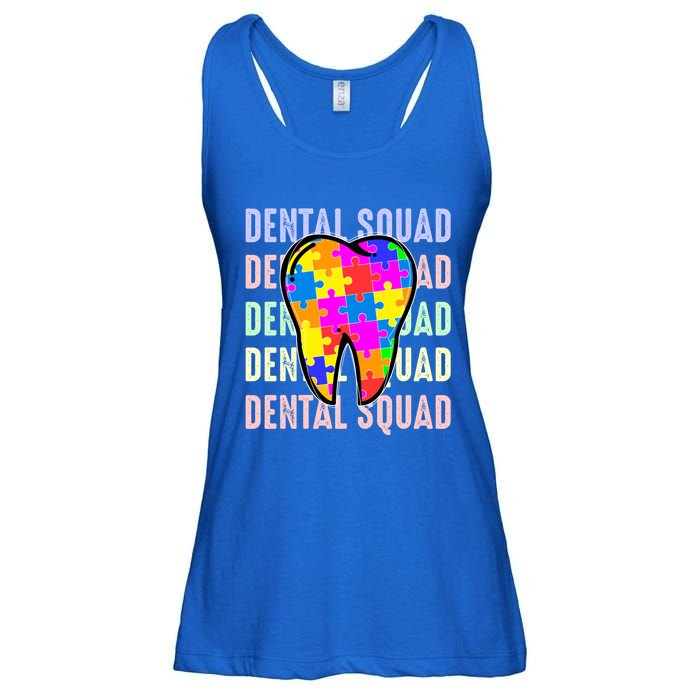 Funny Dental Squad Autism Awareness Day Tooth Ribbon Puzzle Great Gift Ladies Essential Flowy Tank