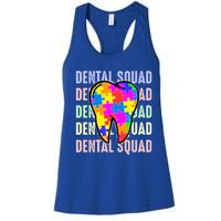 Funny Dental Squad Autism Awareness Day Tooth Ribbon Puzzle Great Gift Women's Racerback Tank