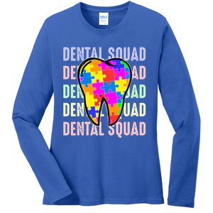 Funny Dental Squad Autism Awareness Day Tooth Ribbon Puzzle Great Gift Ladies Long Sleeve Shirt