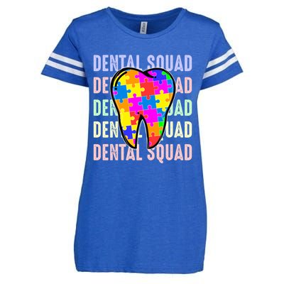 Funny Dental Squad Autism Awareness Day Tooth Ribbon Puzzle Great Gift Enza Ladies Jersey Football T-Shirt