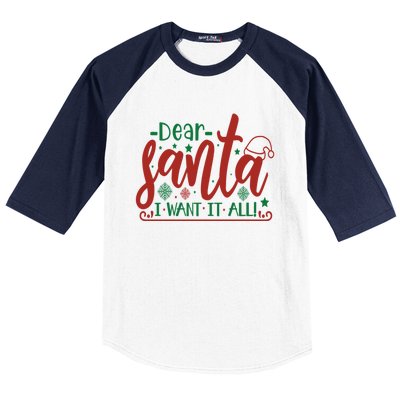 Funny Dear Santa I Want It Sarcastic Christmas Sweater Xmas Funny Gift Baseball Sleeve Shirt