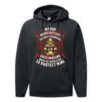 Firefighter Daughter Shirts My Dad Risks His Life Performance Fleece Hoodie