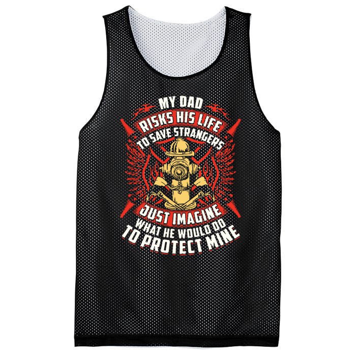 Firefighter Daughter Shirts My Dad Risks His Life Mesh Reversible Basketball Jersey Tank