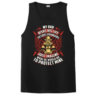 Firefighter Daughter Shirts My Dad Risks His Life PosiCharge Competitor Tank