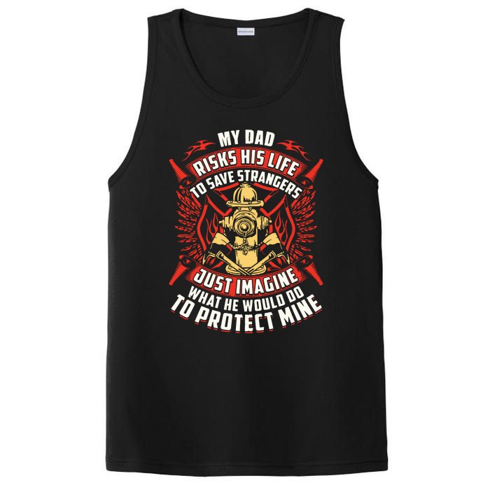 Firefighter Daughter Shirts My Dad Risks His Life PosiCharge Competitor Tank