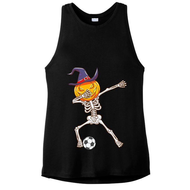 Funny Dabbing Skeleton Pumpkin Head Scary Witch Hat Soccer Ladies PosiCharge Tri-Blend Wicking Tank