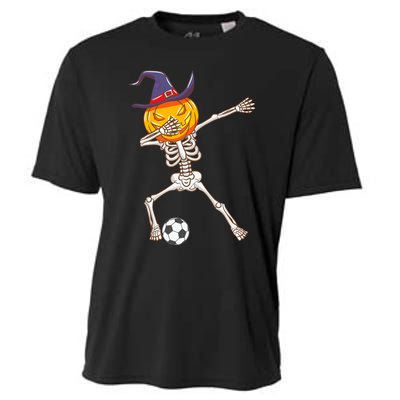 Funny Dabbing Skeleton Pumpkin Head Scary Witch Hat Soccer Cooling Performance Crew T-Shirt